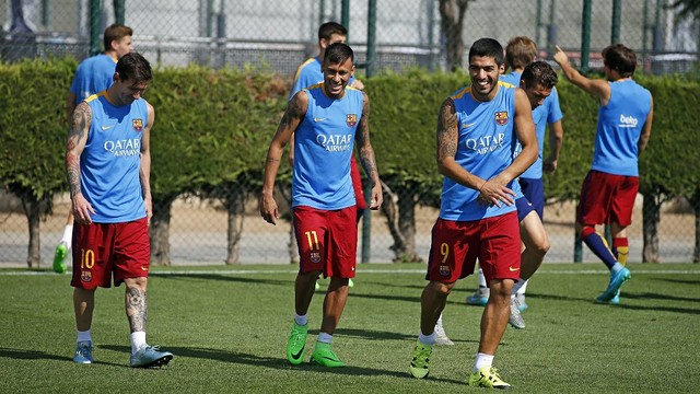 Entrenamiento para preparar el partido contra el Málaga