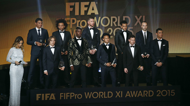 Messi, Neymar, Alves e Iniesta, presentes en el FIFA FIFPro 2015