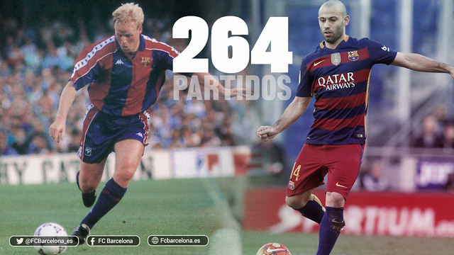 Mascherano iguala los partidos de Ronald Koeman