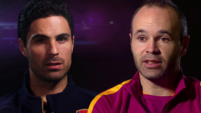 Andrés Iniesta y Mikel Arteta, cara a cara